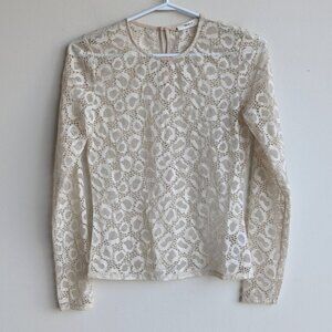 Aritzia Talula lace long sleeve blouse - cream/off white